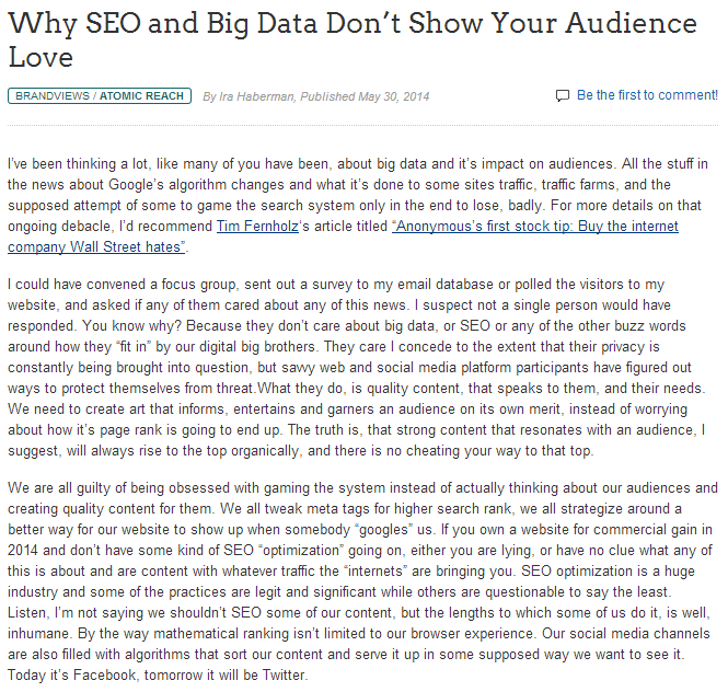 why seo and big data dont shgow your audience love