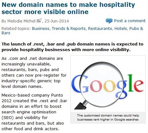 new domain names to make hospitality sector more visible online