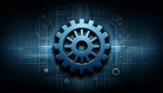 A blue cogwheel gear mechanism representing the Google algorithm