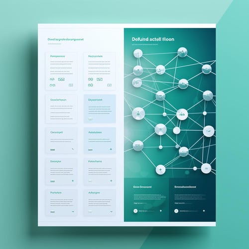 A digital website blueprint connected by pathways to subcategories and individual post