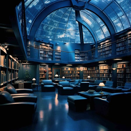 A grand library illustrating Search Engine Library Metaphorr