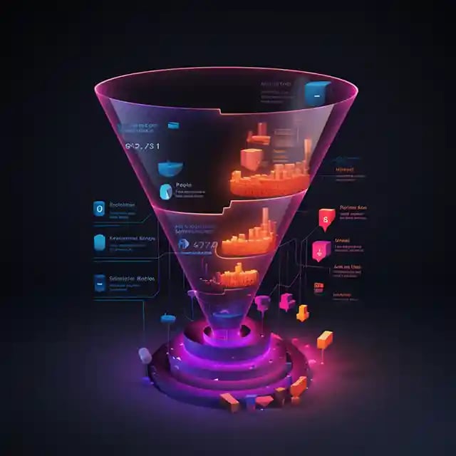 A classic marketing funnel with data points