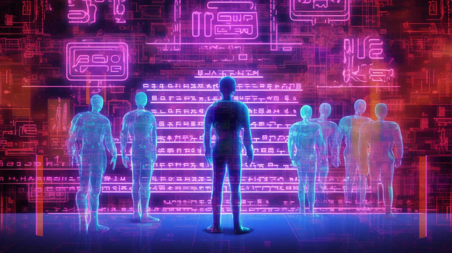 A large humans-txt file glowing in the midst of crowd