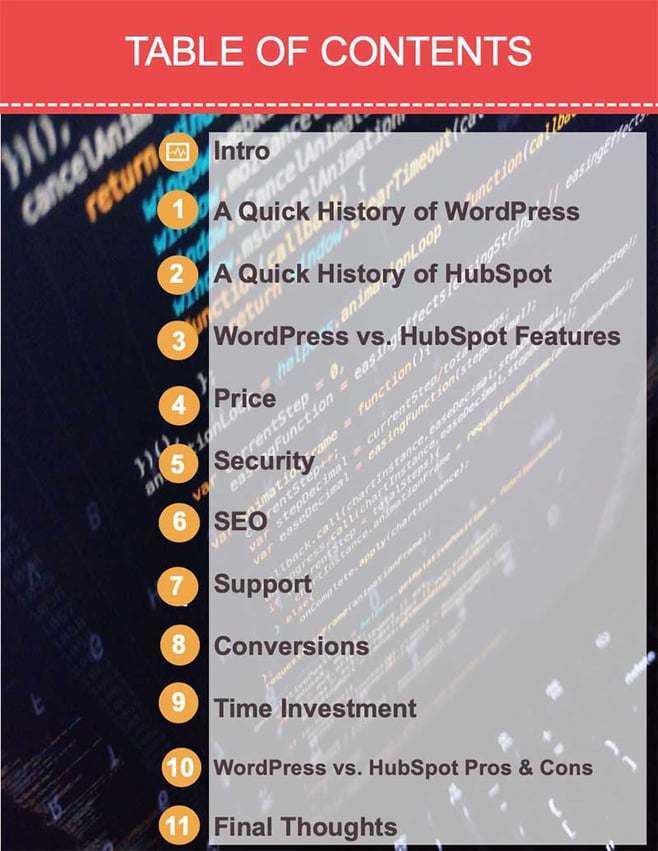 How To Choose A CMS - Table Of Contents