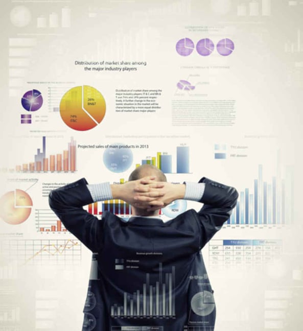 Man looking at graphs