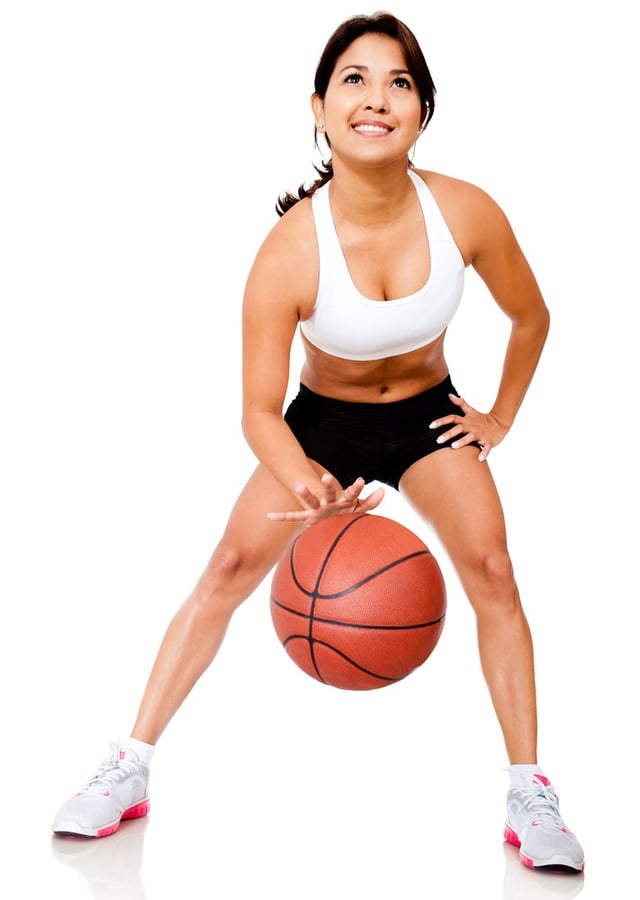 Bounce rate shown by a female basketball player bouncing the ball