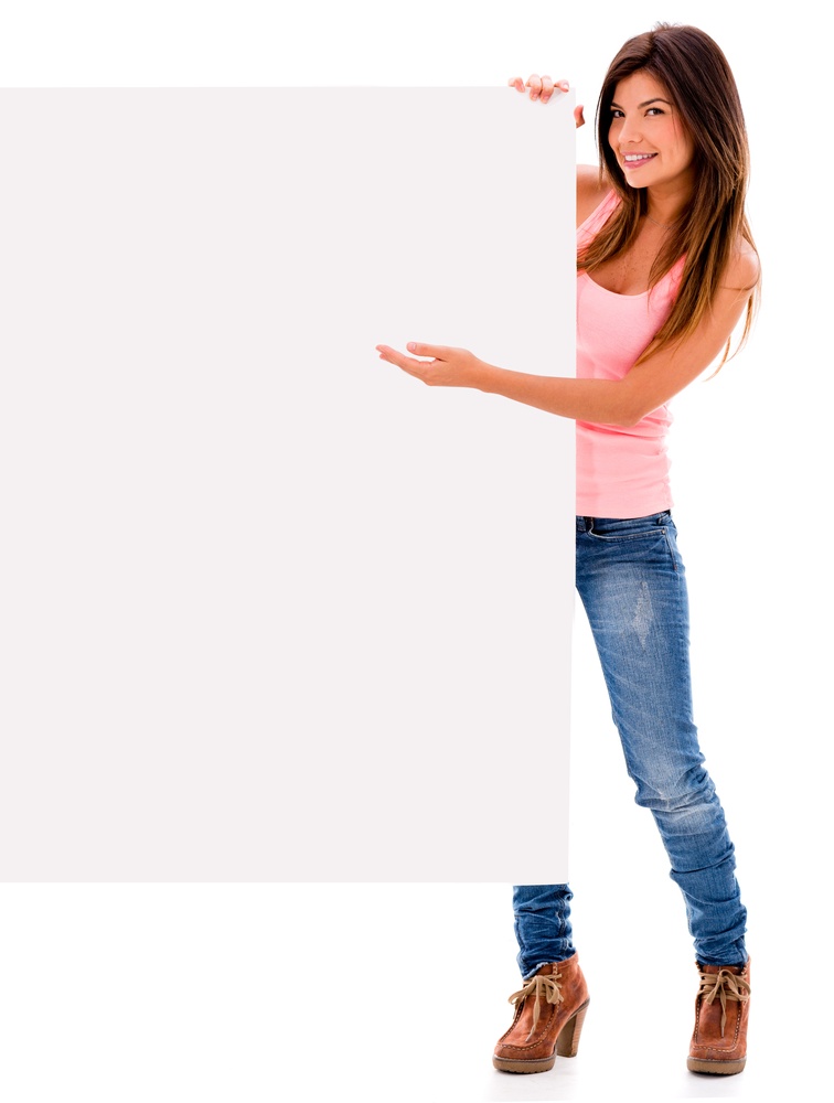 PPC banner ads: A Woman holding a banner ad