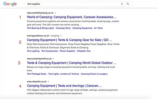 Tent supplies google search results