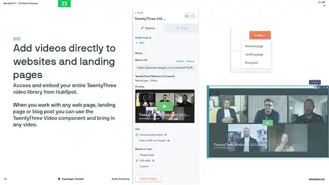 add videos to websites and landing pages