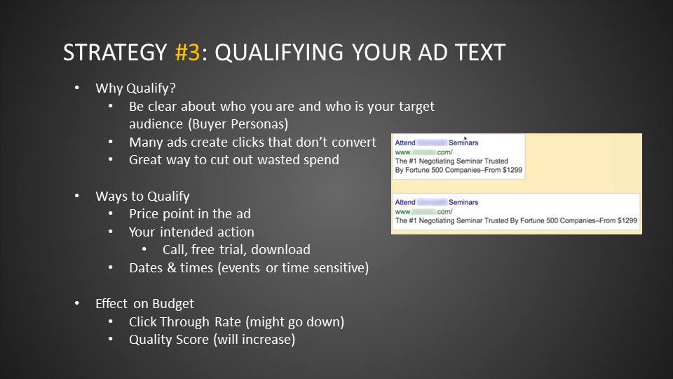 Strategy #3: Qualifying Your Ad Text