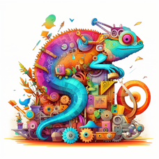 bright, colorful chameleon