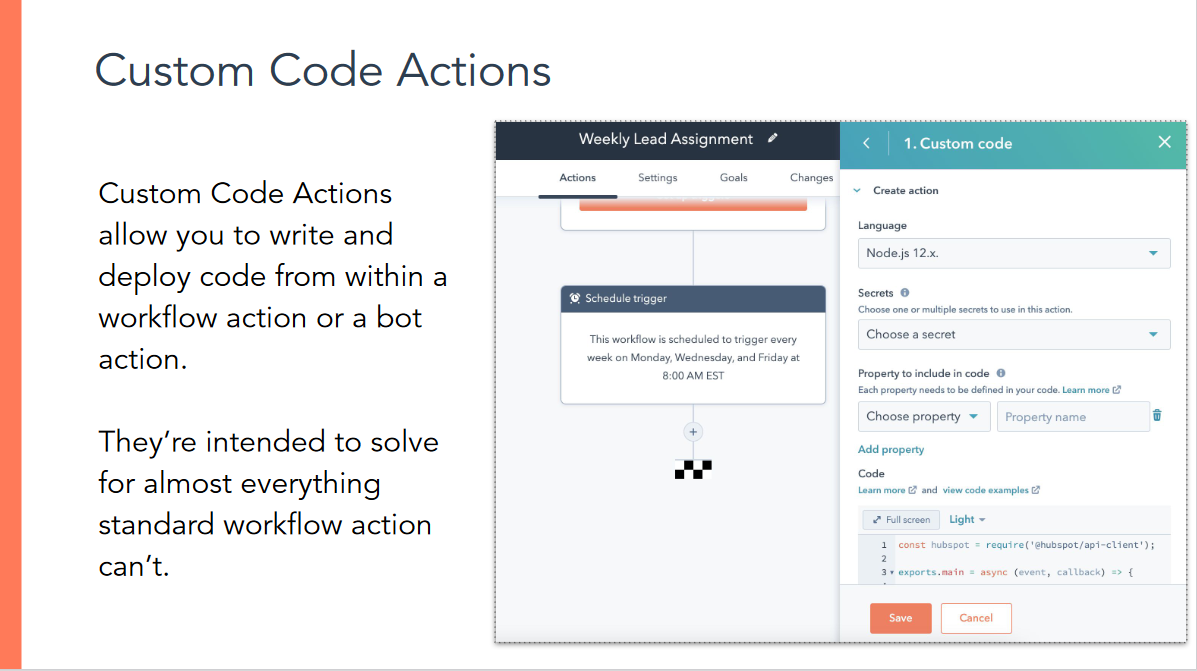 custom code actions