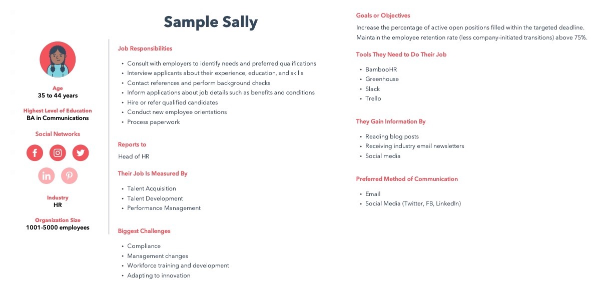 sample of a buyer persona