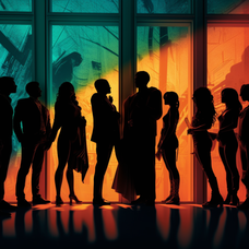 group of people in silhouette