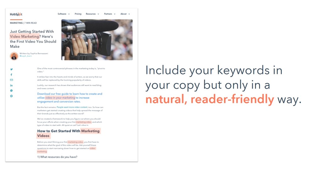 include keywords in your copy