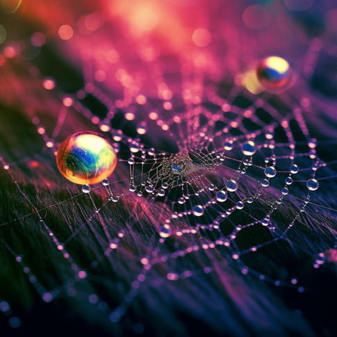 spider web with dew drops