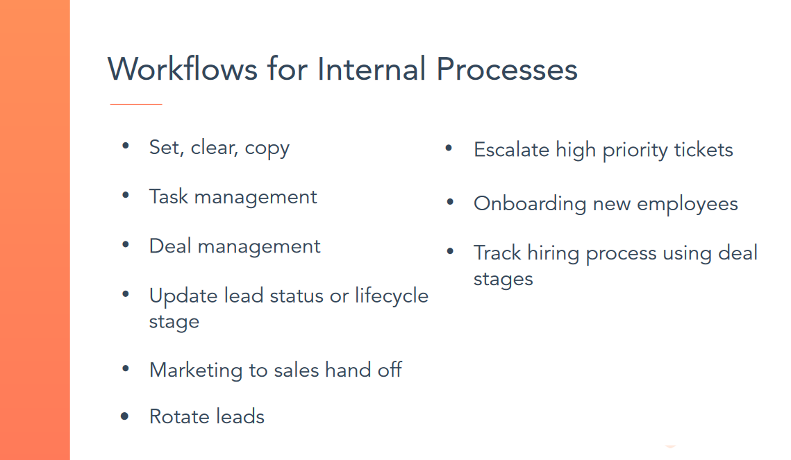 workflows for internal processes