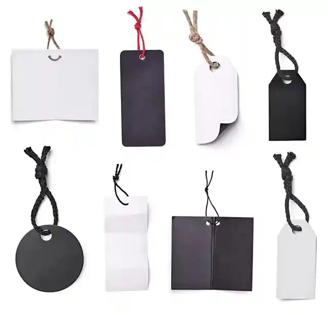 collection of blank price labels on white background