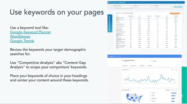 use keywords on your pages